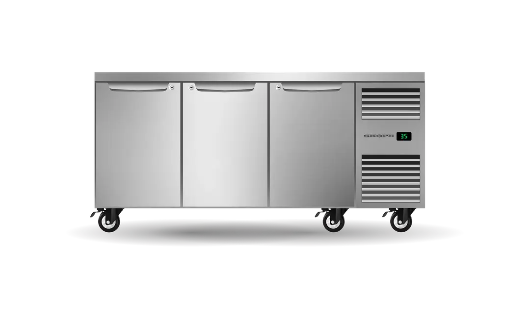 Three Solid Door Underbench GN 1/1 Right Hand Fridge