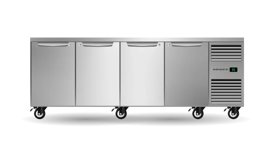 Four Solid Door Underbench GN 1/1 Right Hand Fridge