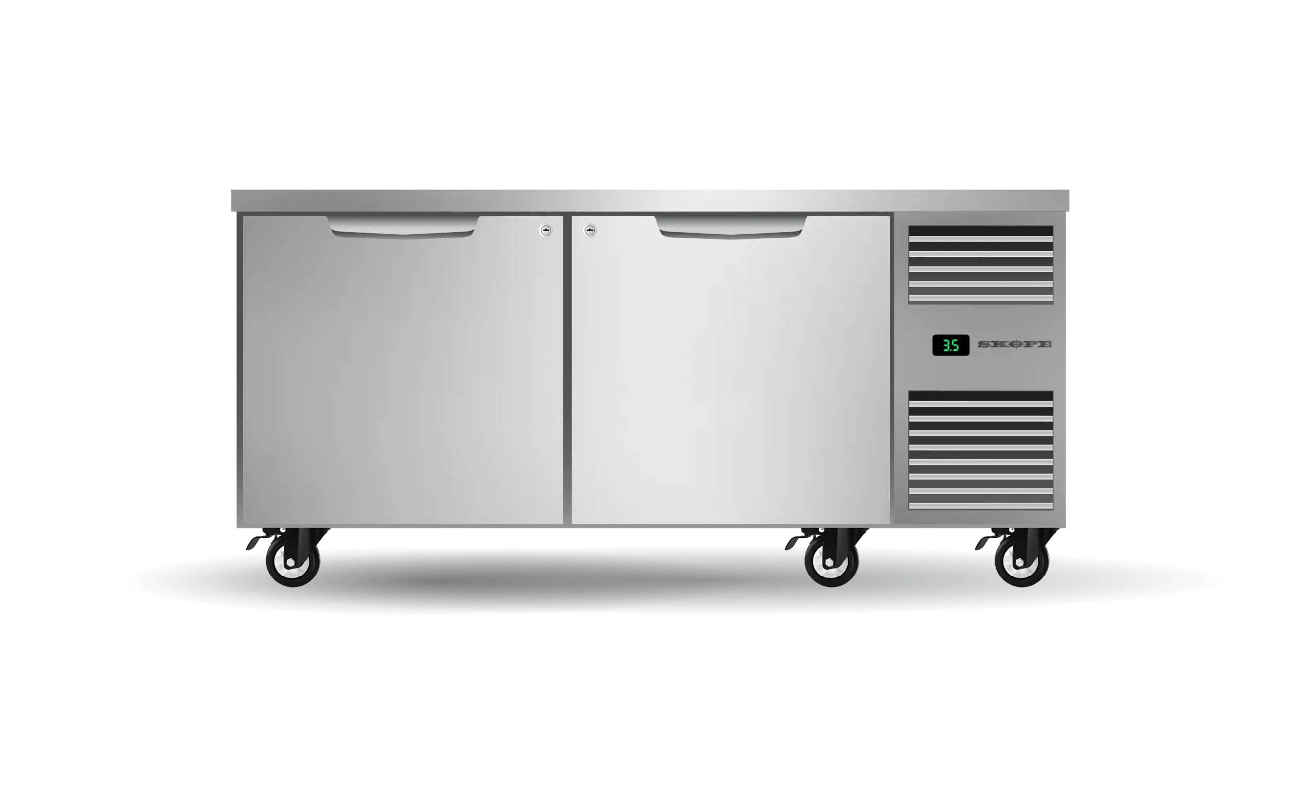 Two Solid Door Underbench GN2/1 Right Hand Fridge