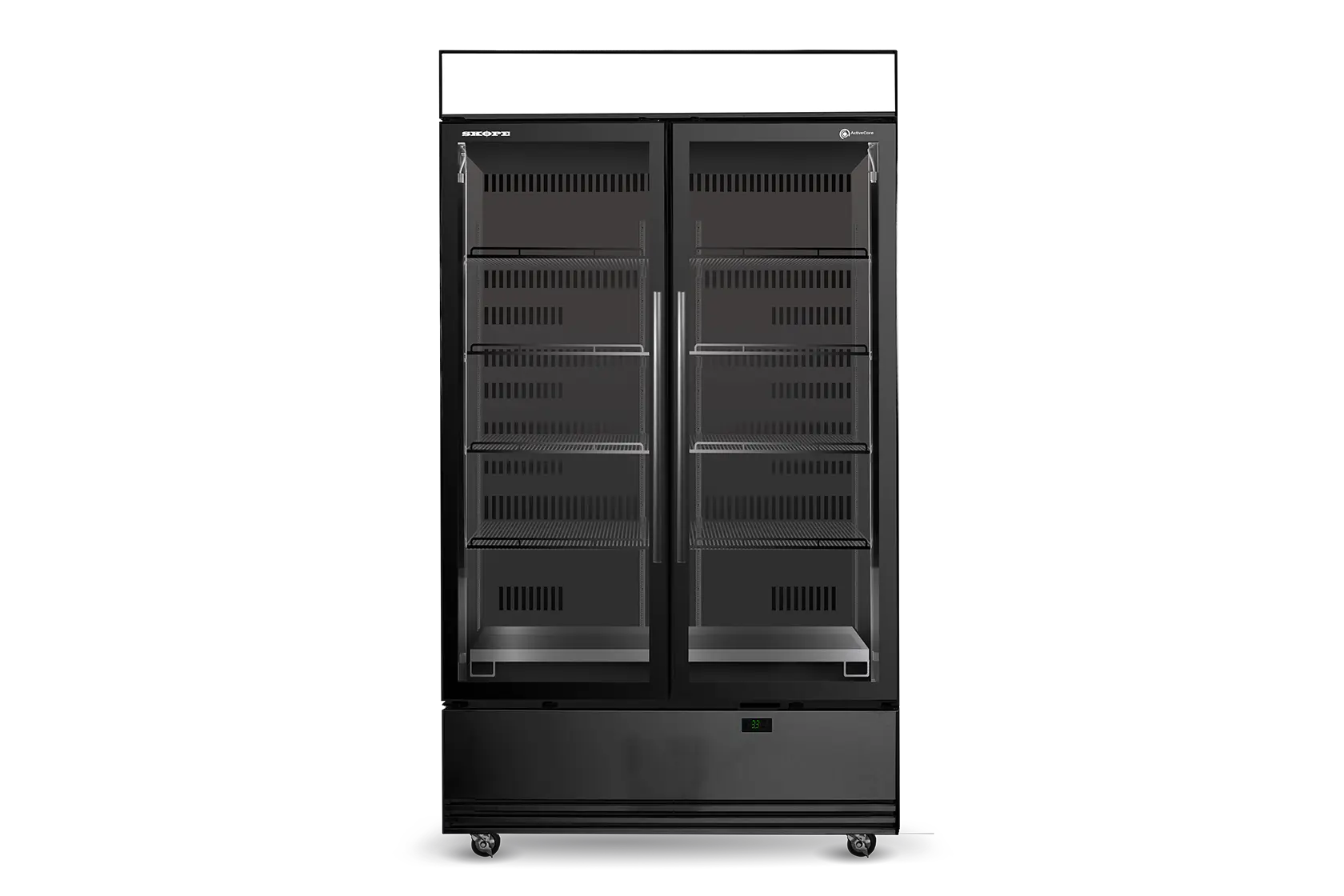 SKB1200N-AC 2 Glass Door Display or Storage Fridge, Lit Sign